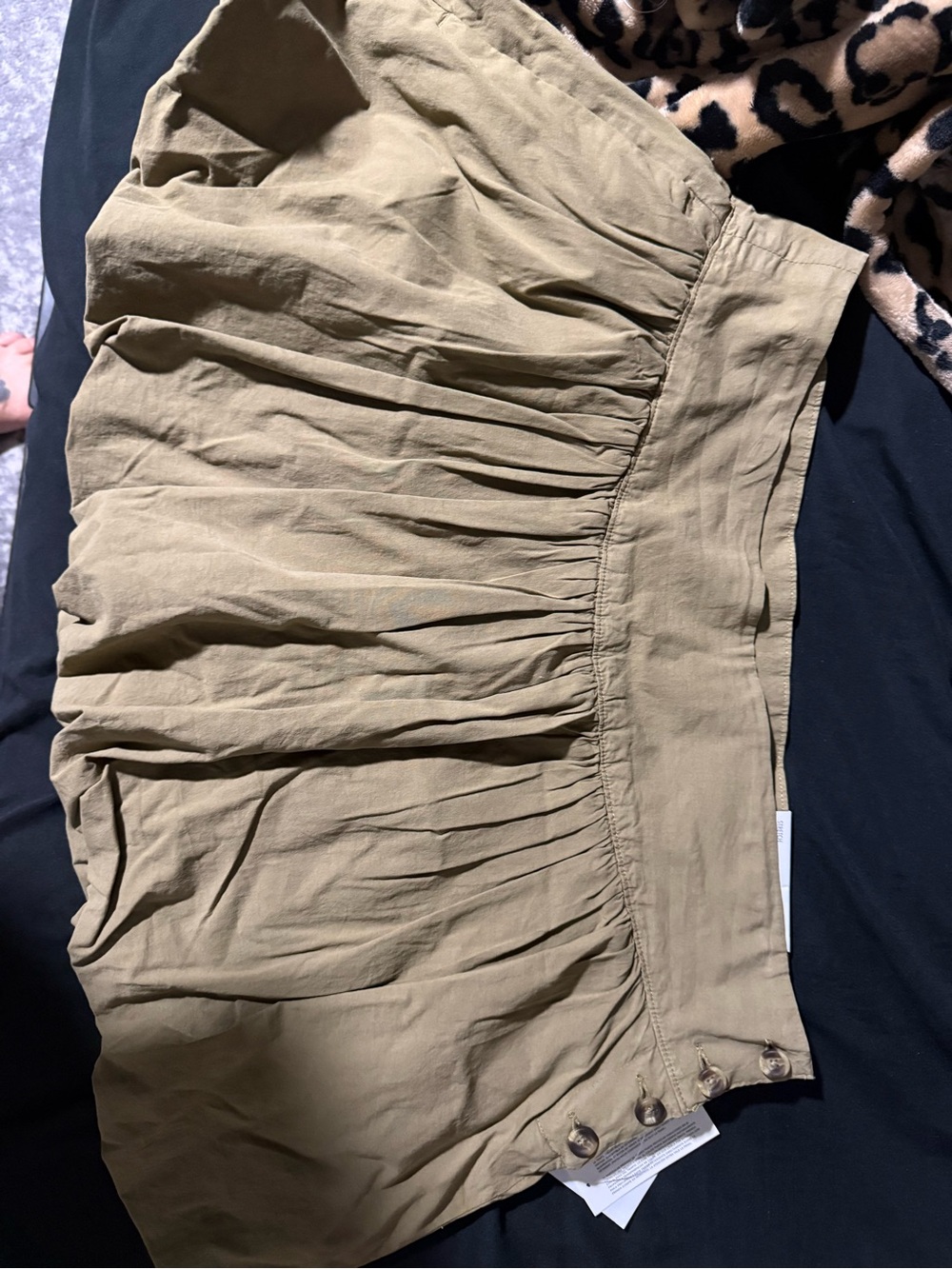 American Eagle Outfitters Olive Tan Gathered Mini Skirt